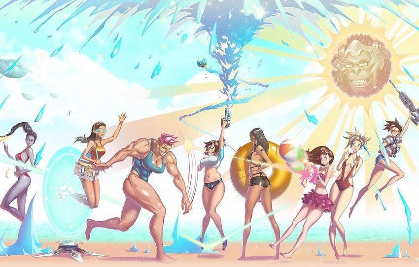 plaj, mayo, yaz, su, kızlar, Mei, Overwatch, yaz overwatch HD duvar kağıdı