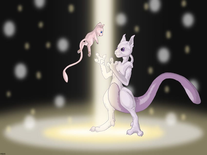 Mew and Mewtwo by RacieB [1024x768] for your HD 월페이퍼