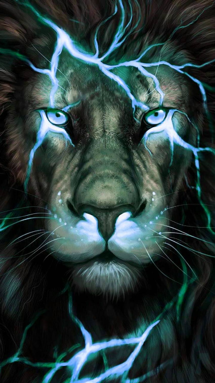 Blue Lightning Lion, blue lion HD phone wallpaper