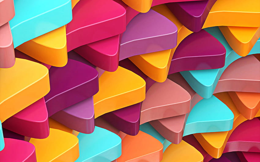 colorful triangles, abstract art, geometry, colorful geometric shapes HD wallpaper