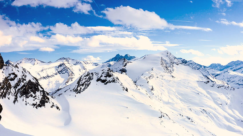 グロースグロックナー、山、オーストリア、雪、冬、空、雲、自然 高画質の壁紙