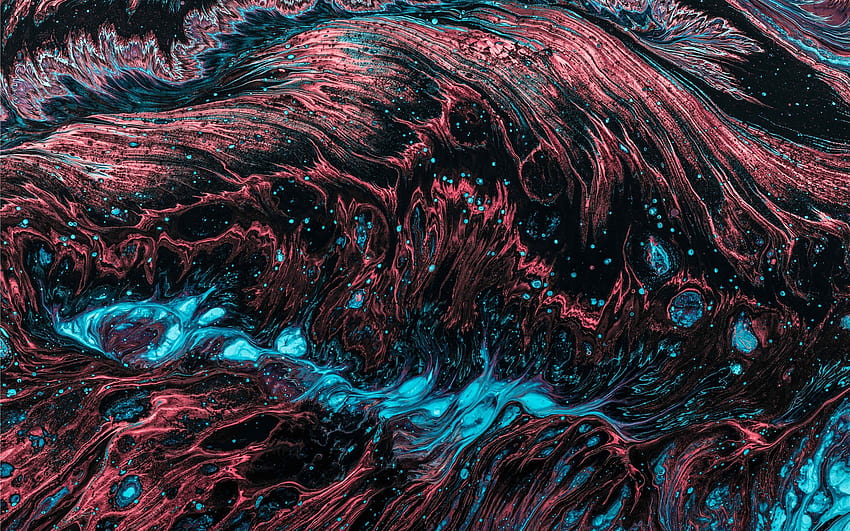 cuadro abstracto fluido rojo y azul Mac fondo de pantalla