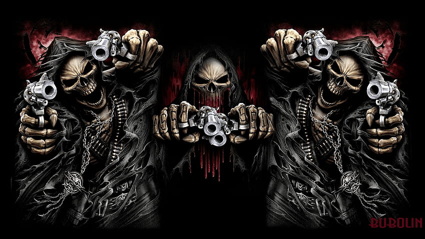 Evil Assassins Full e Backgrounds, teschi pistole Sfondo HD