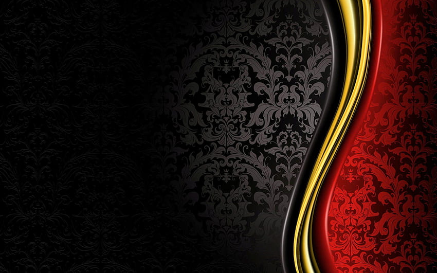 Black, red and yellow pattern backgrounds, black red background HD wallpaper