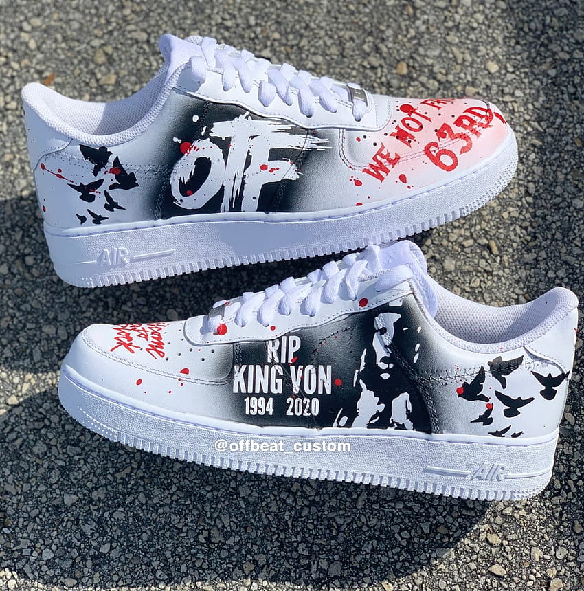 Rip King Von zapatos personalizados Nike Air Force 1 Custom Air Force fondo de pantalla del teléfono