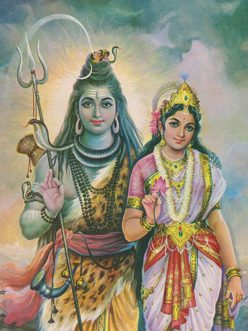 シヴァ神とパールヴァテ​​ィ、 HD電話の壁紙