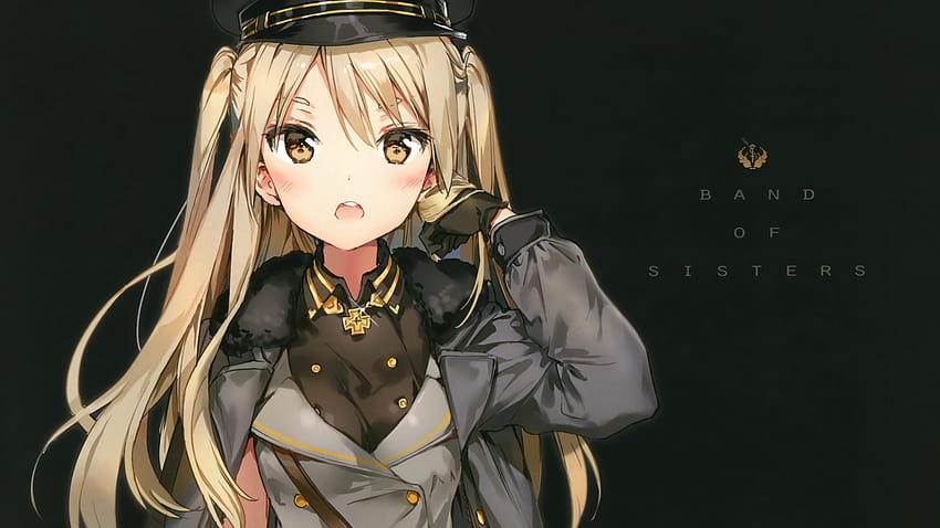 1920x1080 Anime Girl, Blonde, Military Uniform, Twintails, Hat for HD wallpaper
