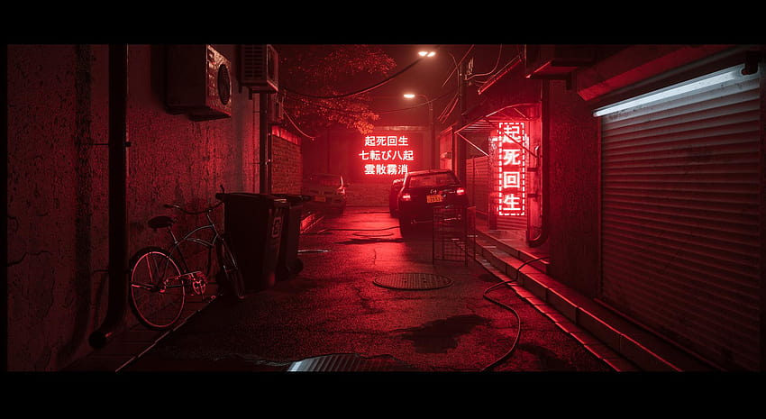 Cennet: Neon Işıklı Sokak Yolu HD duvar kağıdı
