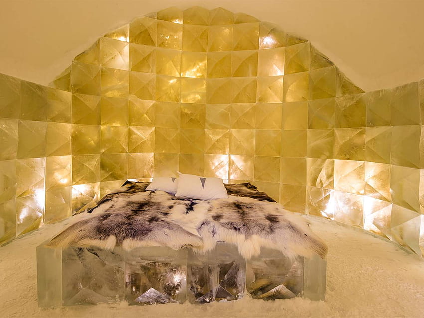 Шведският леден хотел разкри най-новата си партида мразовити и мразовити костур HD тапет