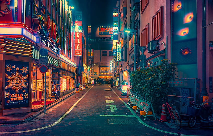 Pachinko, neon anime kasabası HD duvar kağıdı