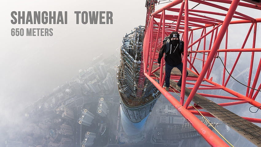 Stadt, Stadt, Turm, Shanghai, Klettern, Vogelperspektive, Kräne, gopro HD-Hintergrundbild