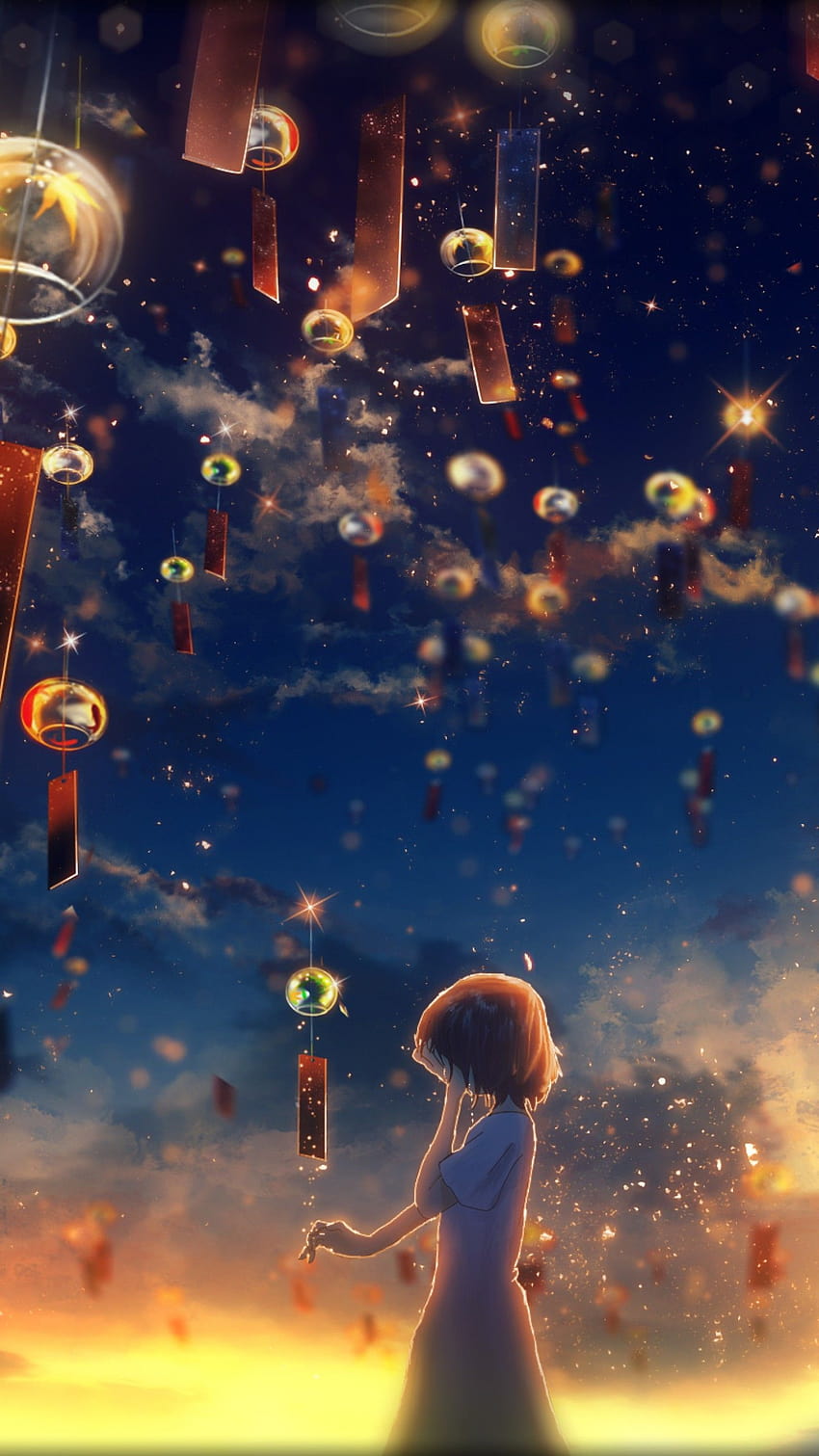Anime cinematic illustration featuring surreal sky, clouds, raindrops,  umbrellas, and other springtime motifs v1. Generative AI. Stock  Illustration | Adobe Stock