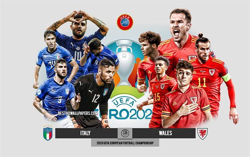 Italy vs Wales, UEFA Euro 2020, Preview, promotional materials, football players, Euro 2020, football match, Italy national football team, Wales national football team . HD wallpaper