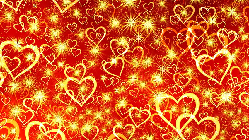 Many golden love hearts, red backgrounds 1080x1920 iPhone 8/7/6/6S Plus , background, golden hearts HD wallpaper