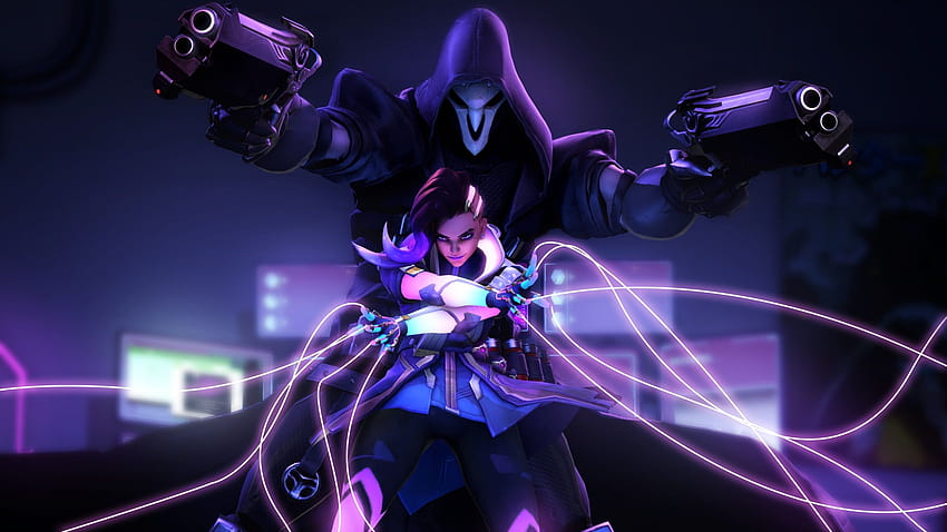 Overwatch Sombra Reaper Neon HD тапет