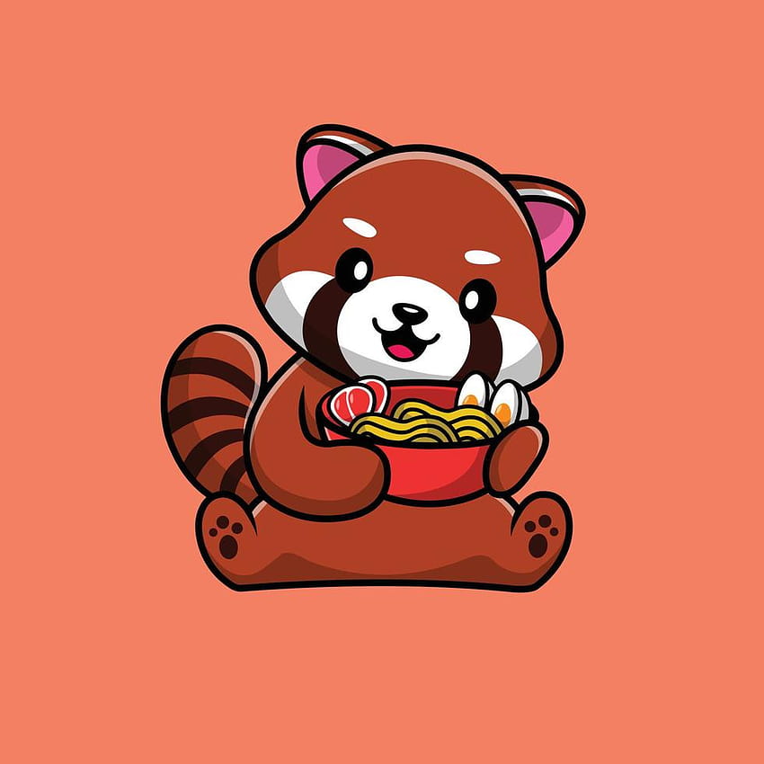 Cute Red Panda Holding Ramen Cartoon Vector Icon Illustration 4615569 Vector Art at Vecteezy, cartoon red panda HD phone wallpaper