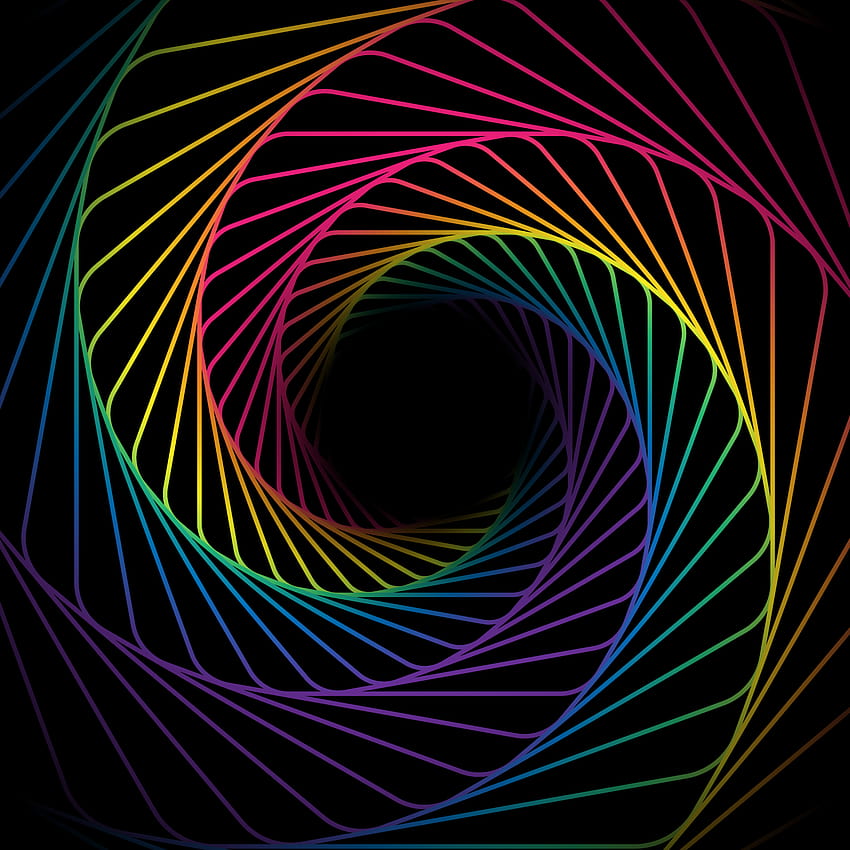 Cosmic , Rainbow, Swirl, Spiral, Black background, Abstract, rainbow swirl HD phone wallpaper