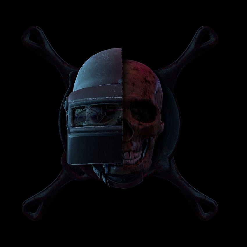 PUBG , helmet, Skull, Black background, Games, logo pubg HD phone wallpaper