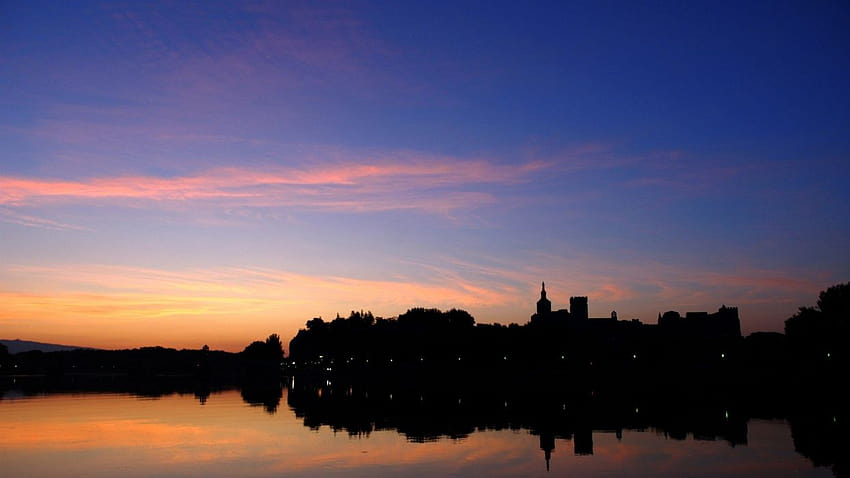 Sunrise landscapes France lakes skies avignon HD wallpaper