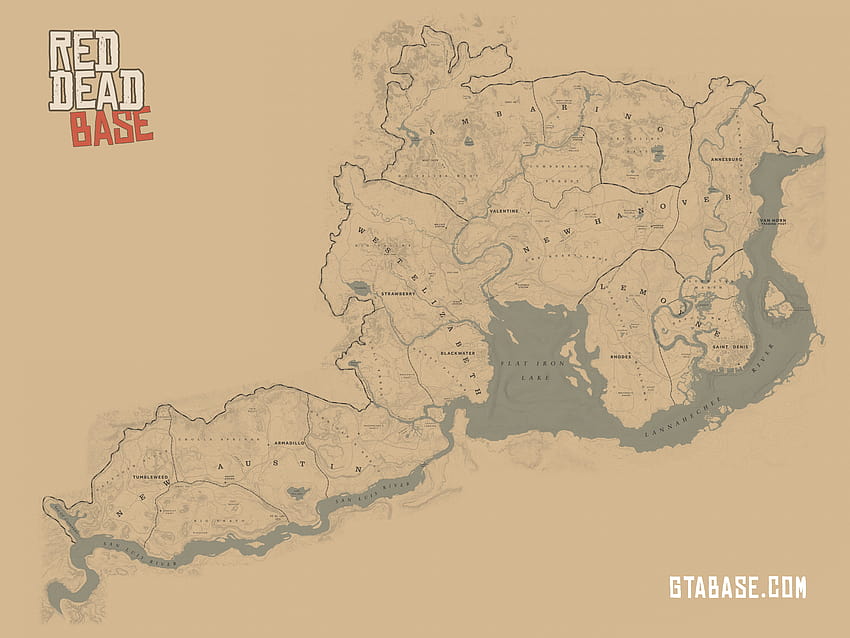 Mapa de Red Dead Redemption 2, mapa del mundo fondo de pantalla