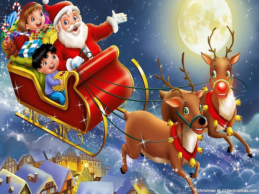 28 best Santa Flying Reindeer Sleigh on, christmas reindeer and sleigh HD wallpaper