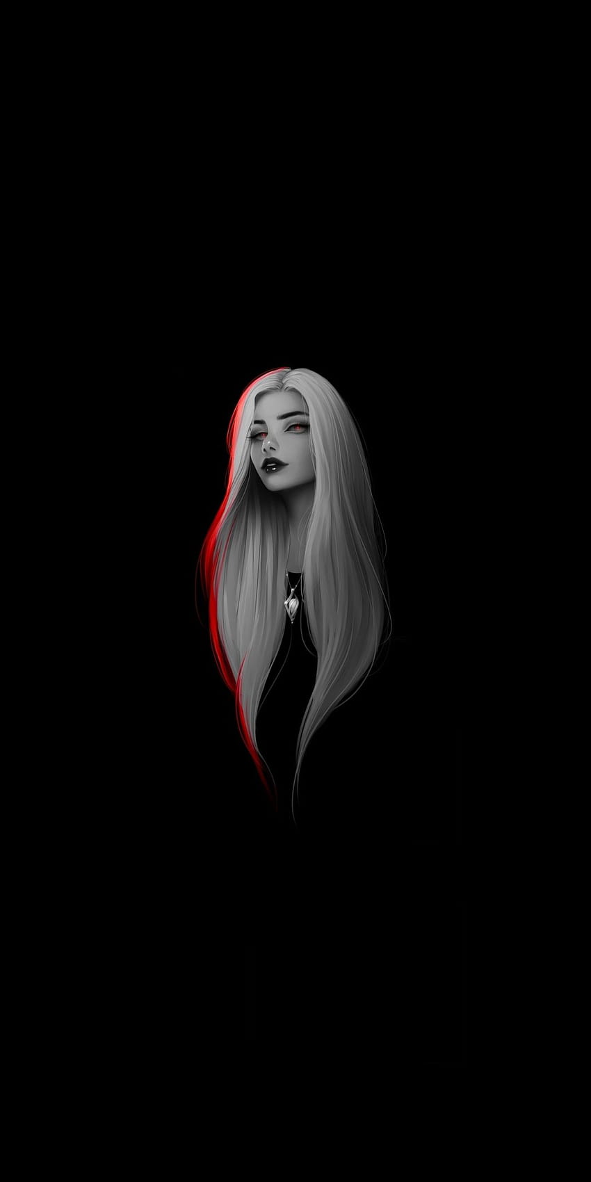 White hair, woman, long hair, minimal, art, 1080x2160, black and white aesthetic girl HD phone wallpaper