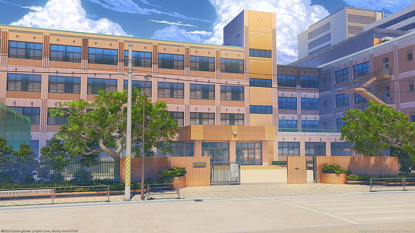 Anime-Schule, Anime-Gebäude ps4 HD-Hintergrundbild