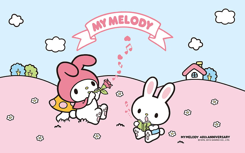 My Melody Pink & Blue Music Backgrounds – Супер сладки фонове от Sanrio – My Melody Pink & Blue Music Background! Щракнете, за да видите …, моята мелодия компютър HD тапет