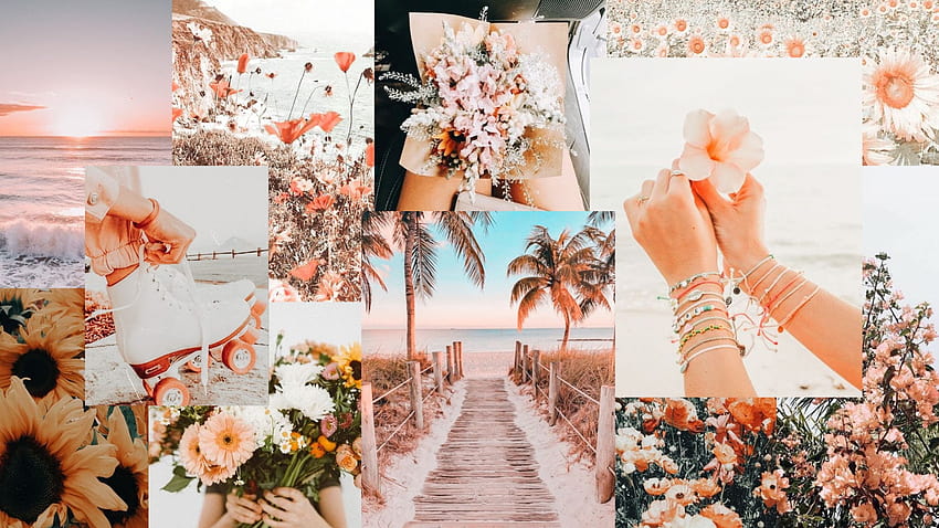 Aesthetic Digital Summer Collage Neutral Colors HD wallpaper