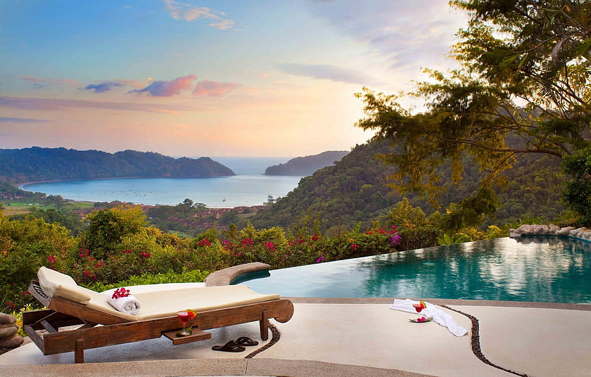 sea, view, pool, Costa Rica, Luxury Villa , section пейзажи, luxury view HD wallpaper