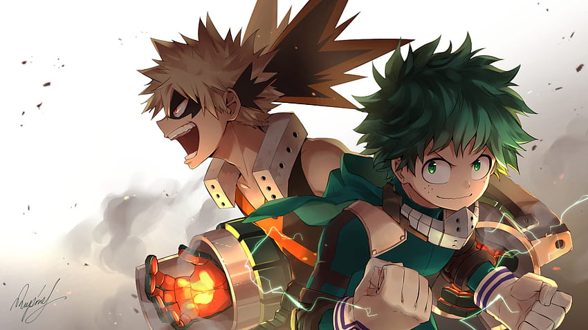 1920x1080 Katsuki Bakugou, Izuku Midoriya, Boku No Hero Academia, My Hero Academia para ancha, my hero academia deku y bakugo fondo de pantalla