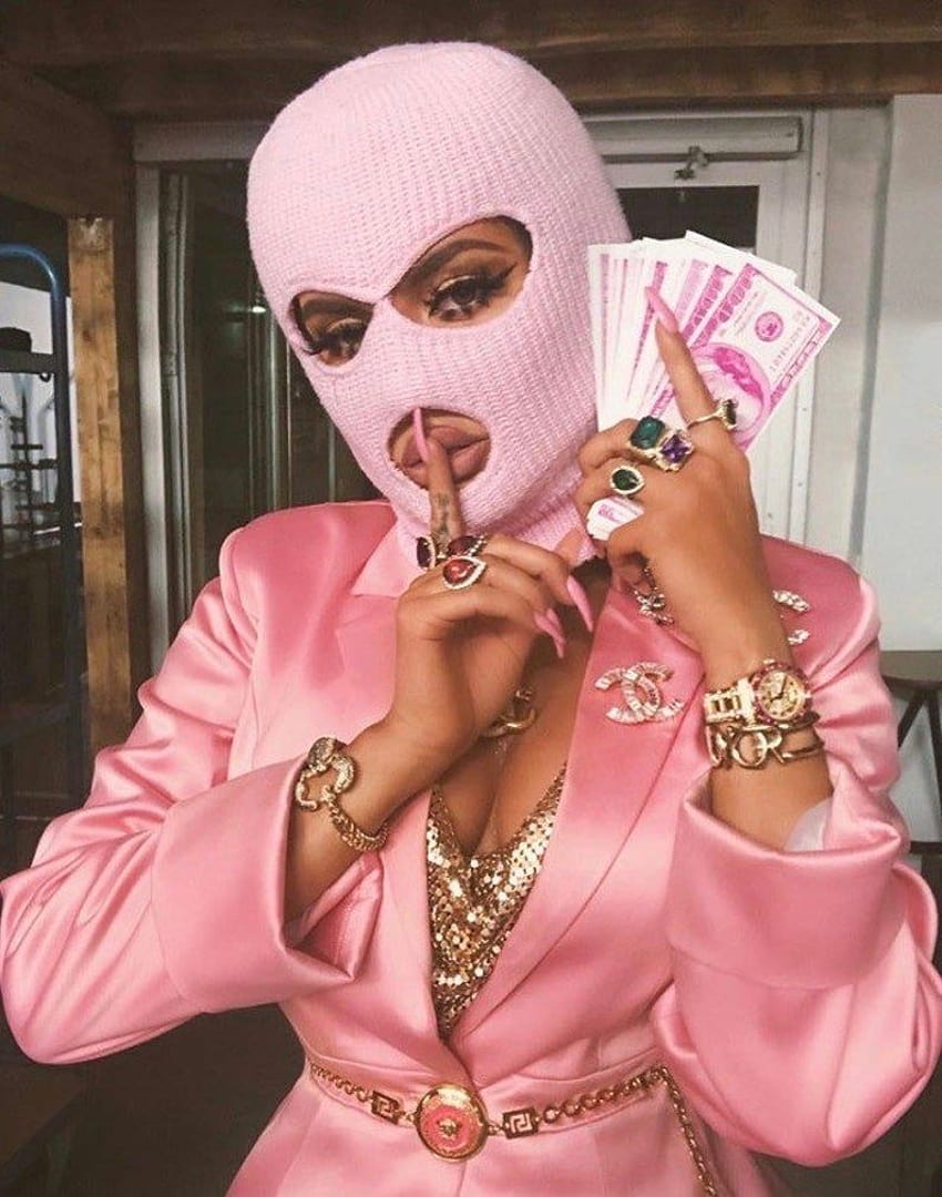 Tumblr Baddie Gangsta Máscara de esquí Estética, máscara de esquí rosa para niña fondo de pantalla del teléfono