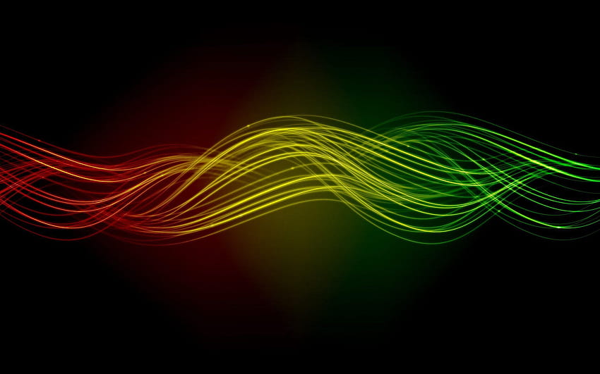 Абстрактни черни фонове Тъмно цифрово изкуство Зелени линии Многоцветни, тъмно жълти HD тапет