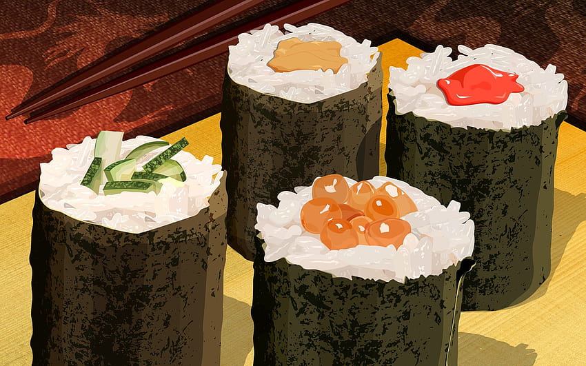 PSD Food illustrations 3160 japanese sushi illustration sushi, anime sushi HD wallpaper