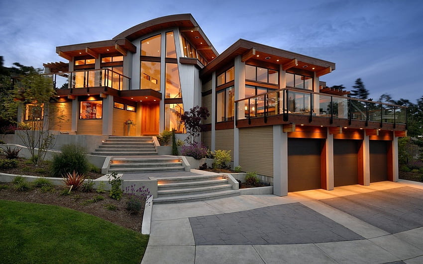 Grafika pięknego domu Architektura Domy Pełny ekran, nowoczesne domy Tapeta HD