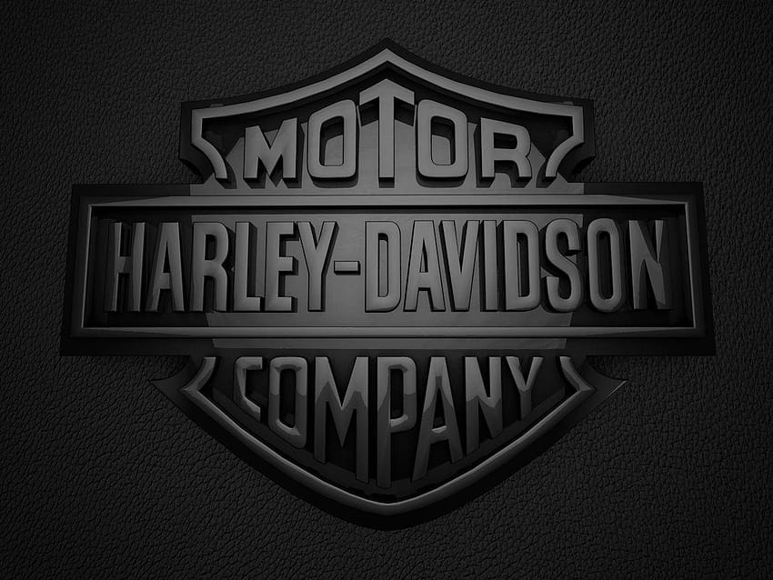 Logo Harley Davidson 3D hitam, logo harley davidson Wallpaper HD