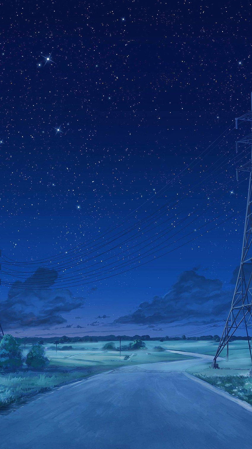 Arseniy Chebynkin Night Sky Star Blue Illustration Art Anime, anime sky Tapeta na telefon HD
