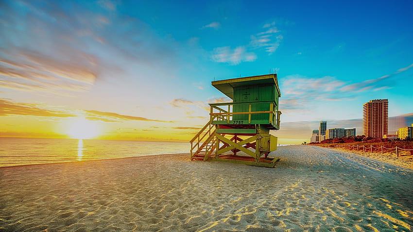 Linda praia de Miami em Florida Sunrise, praia da Flórida papel de parede HD