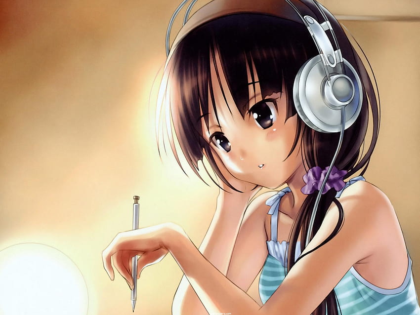 음악을 듣는 애니메이션 소녀, 태도 애니메이션 소녀 HD 월페이퍼