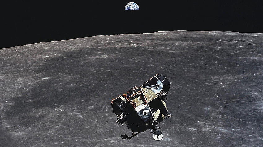 Wznoszący się moduł księżycowy Apollo 11 i wschód ziemi [1920x1080] : Tapeta HD