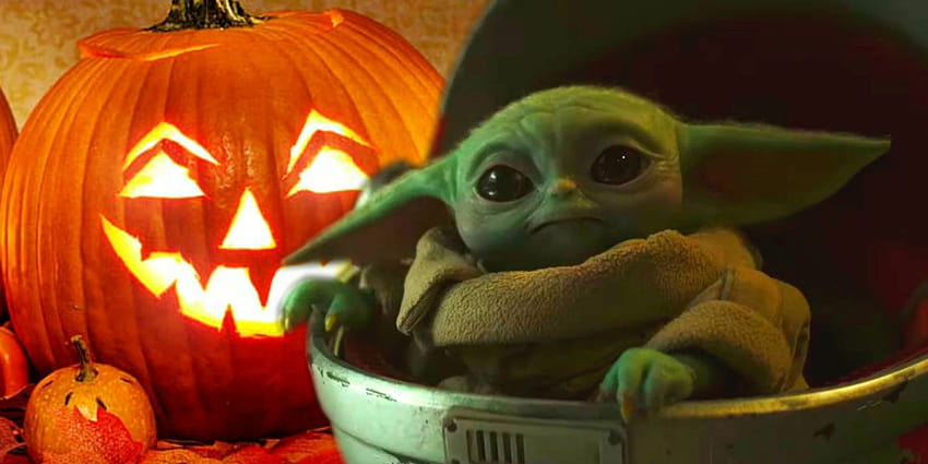 การออกแบบฟักทอง Baby Yoda สำหรับวันฮาโลวีนปี 2020 ทารกโยดาวันฮาโลวีน วอลล์เปเปอร์ HD