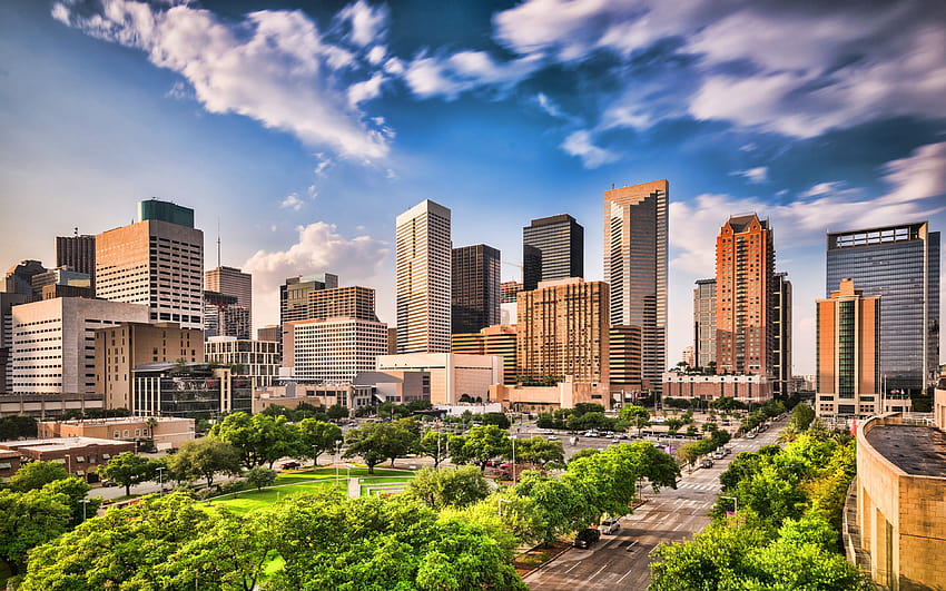 Houston, Sommer, Stadtansichten, Texas, USA, amerikanische Städte, Amerika, moderne Gebäude, R, Stadt Houston, Städte von Texas mit einer Auflösung von 3840x2400. Hohe Qualität, Sommer USA HD-Hintergrundbild