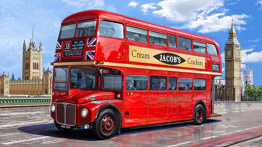 London Bus, piętrowy autobus Tapeta HD