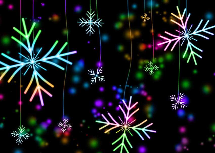 Snowflakes , Winter, AMOLED, Colorful, Black background, Celebrations/Christmas, winter amoled HD wallpaper