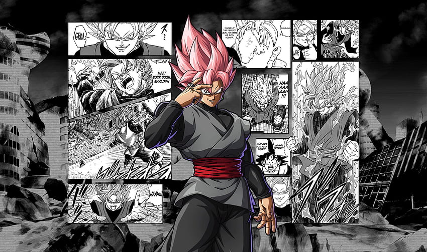 : Dragon Ball, Dragon Ball Super, Black Goku, Super Saiyan Ros, selektive Färbung, Manga 3675x2175, dbz Manga HD-Hintergrundbild