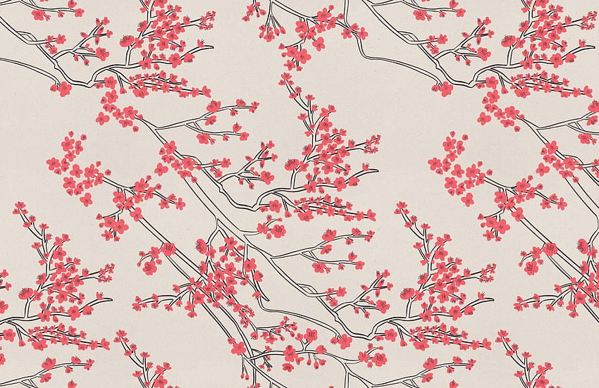 Japanese Cherry Blossom Pattern Mural HD wallpaper