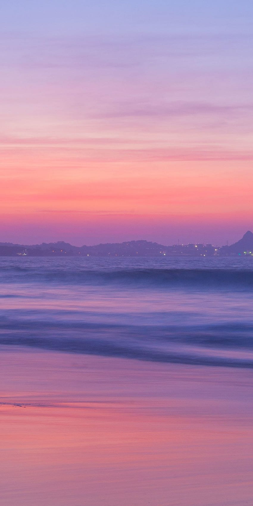 Pink, sunset, seashore, nature, blue purple pink sunset HD phone wallpaper
