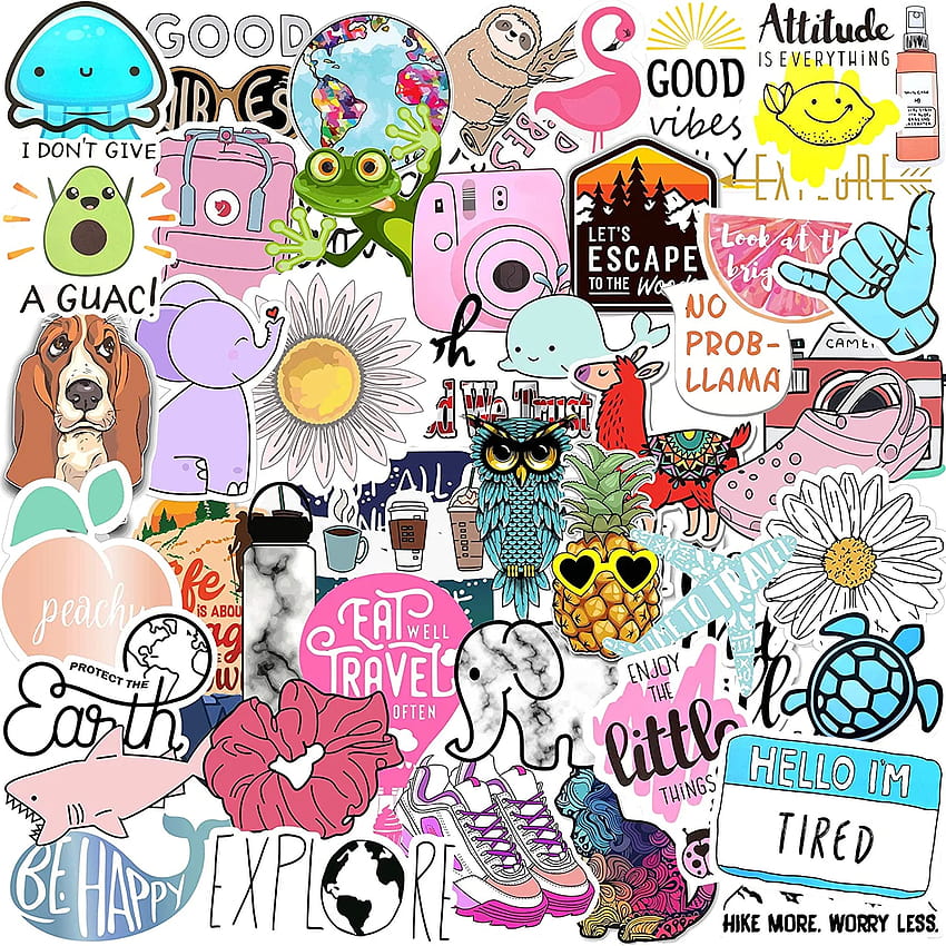 ANERZA VSCO Stickers, Light Pink Vinyl Waterproof Water Bottle Stickers,  Laptop, Phone, Cute Trendy Aesthetic Stickers for Teens, Girls, VSCO Girl  Stuff