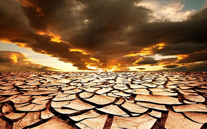 drought, earth, cracks, lake, dead, clouds, sky, decline, shadows, heavy cracks, drought, Earth, natural disaster HD wallpaper
