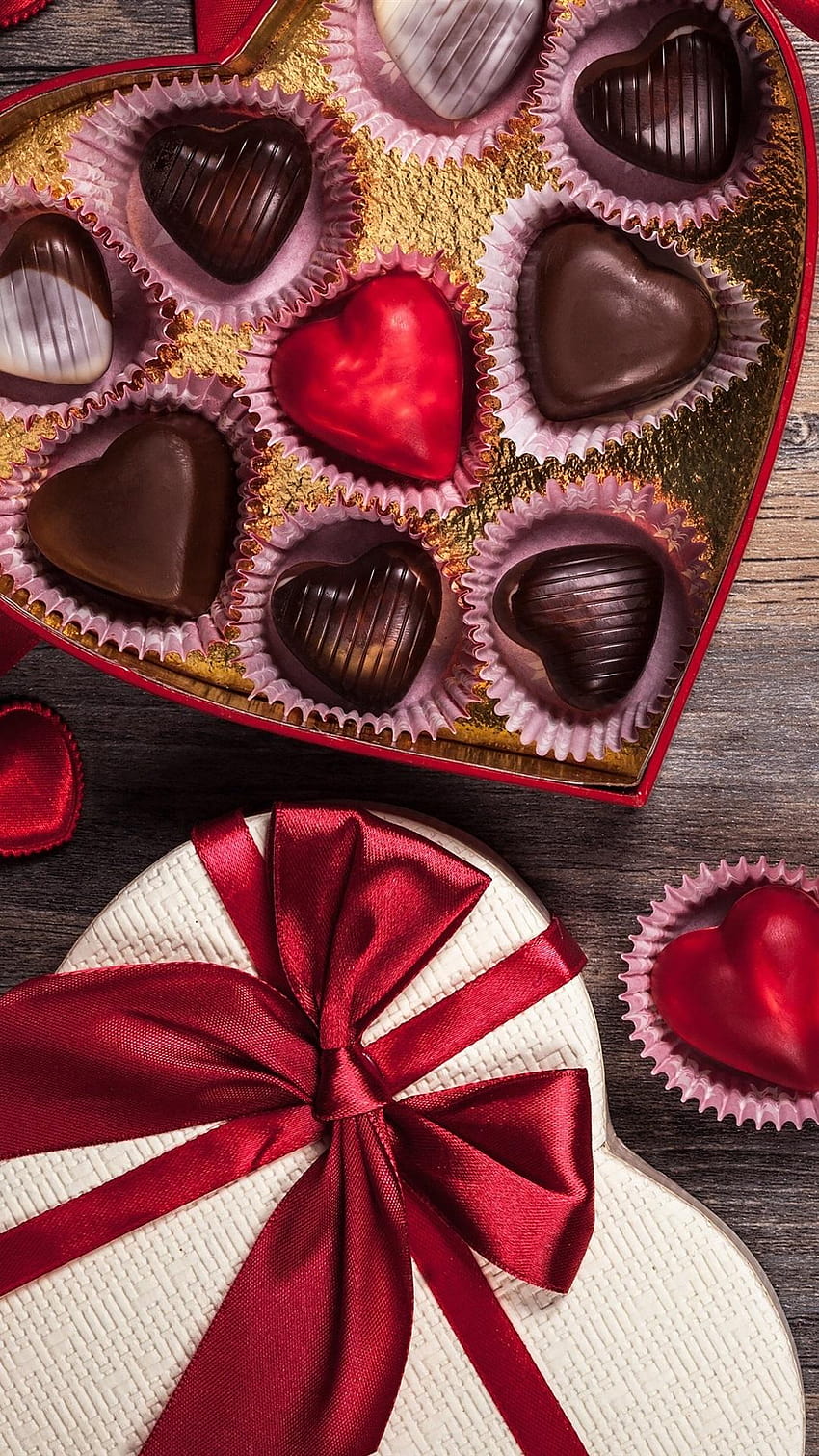 Свети Валентин, шоколад, бонбони, любовни сърца, романтично, шоколад за Свети Валентин HD тапет за телефон